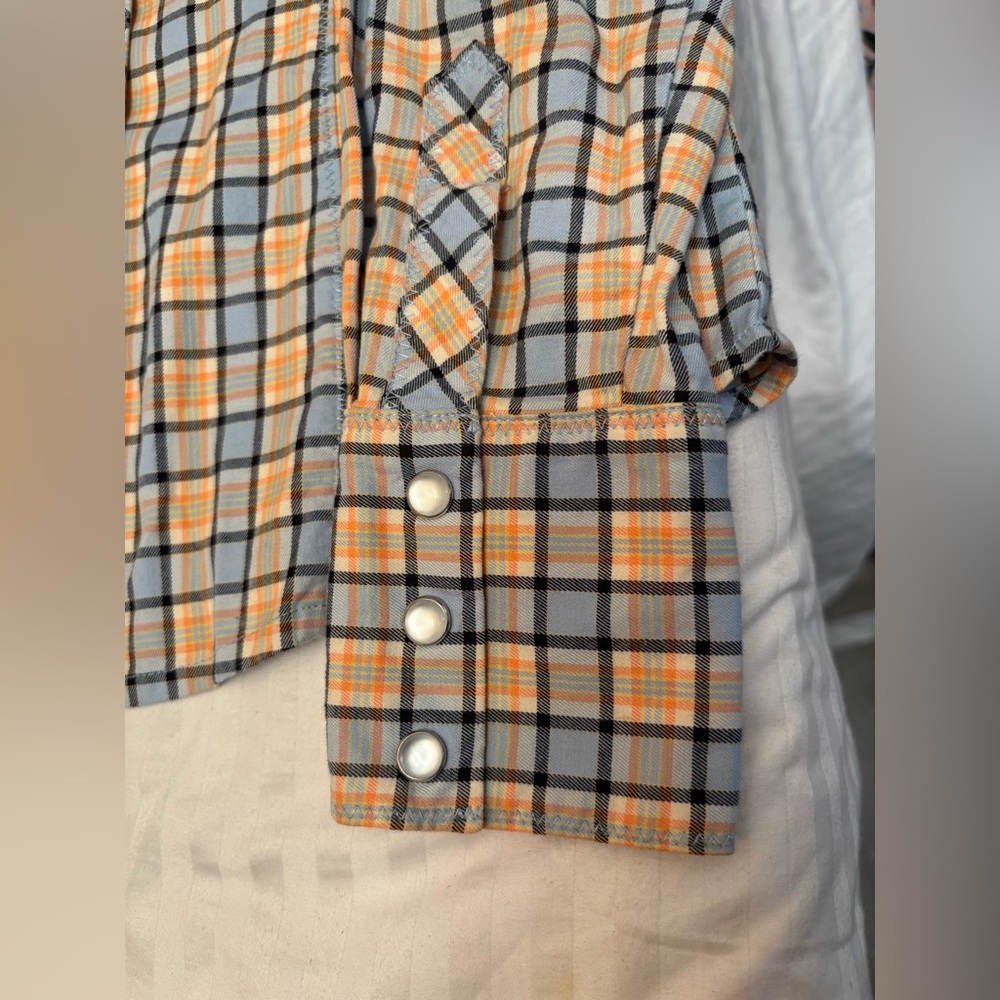 Paul & Joe Target Womens Small Pearl Button Plaid Embroidered Western - Picture 5 of 16